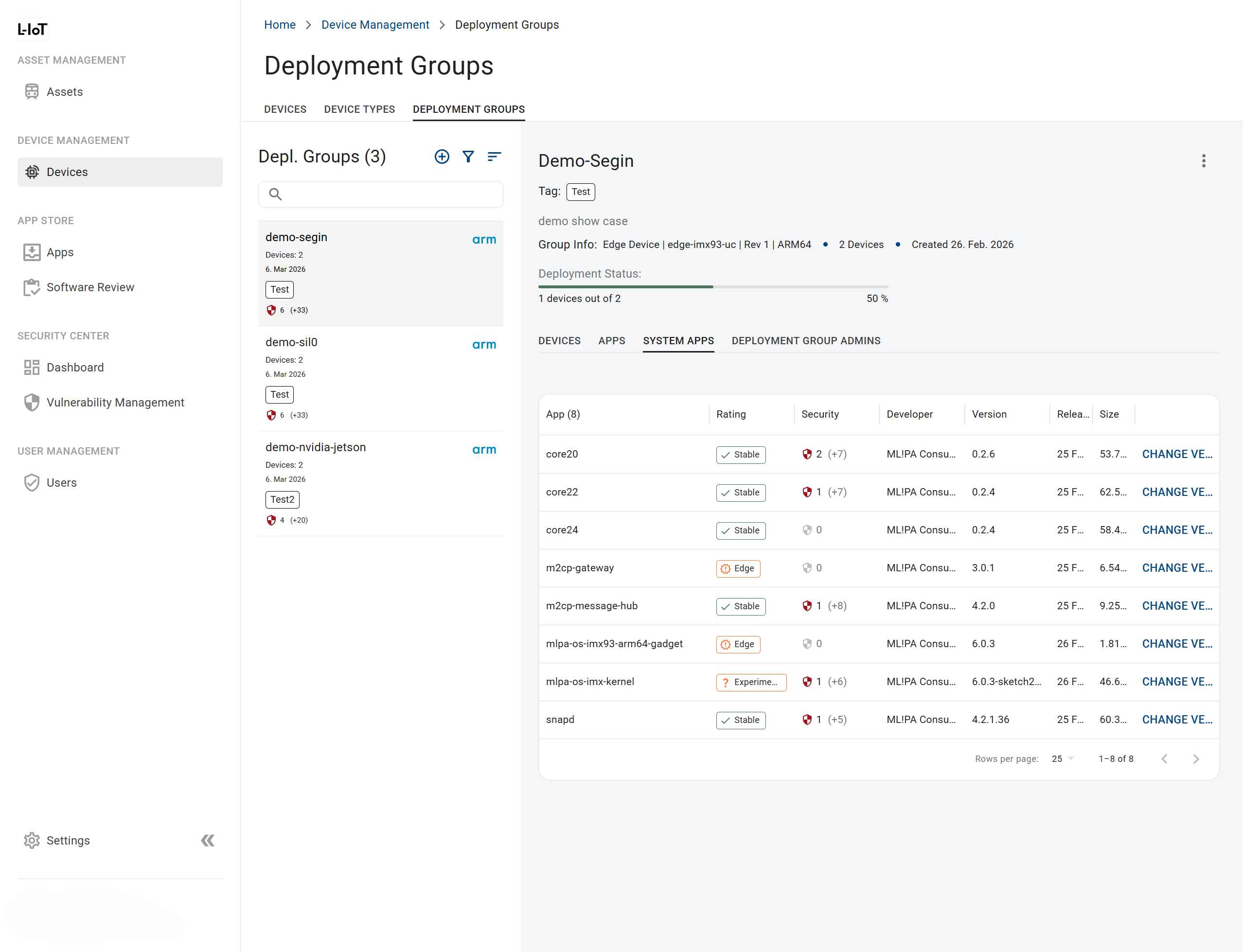 L-IoT DLM – Deployment Groups & Software Rollouts